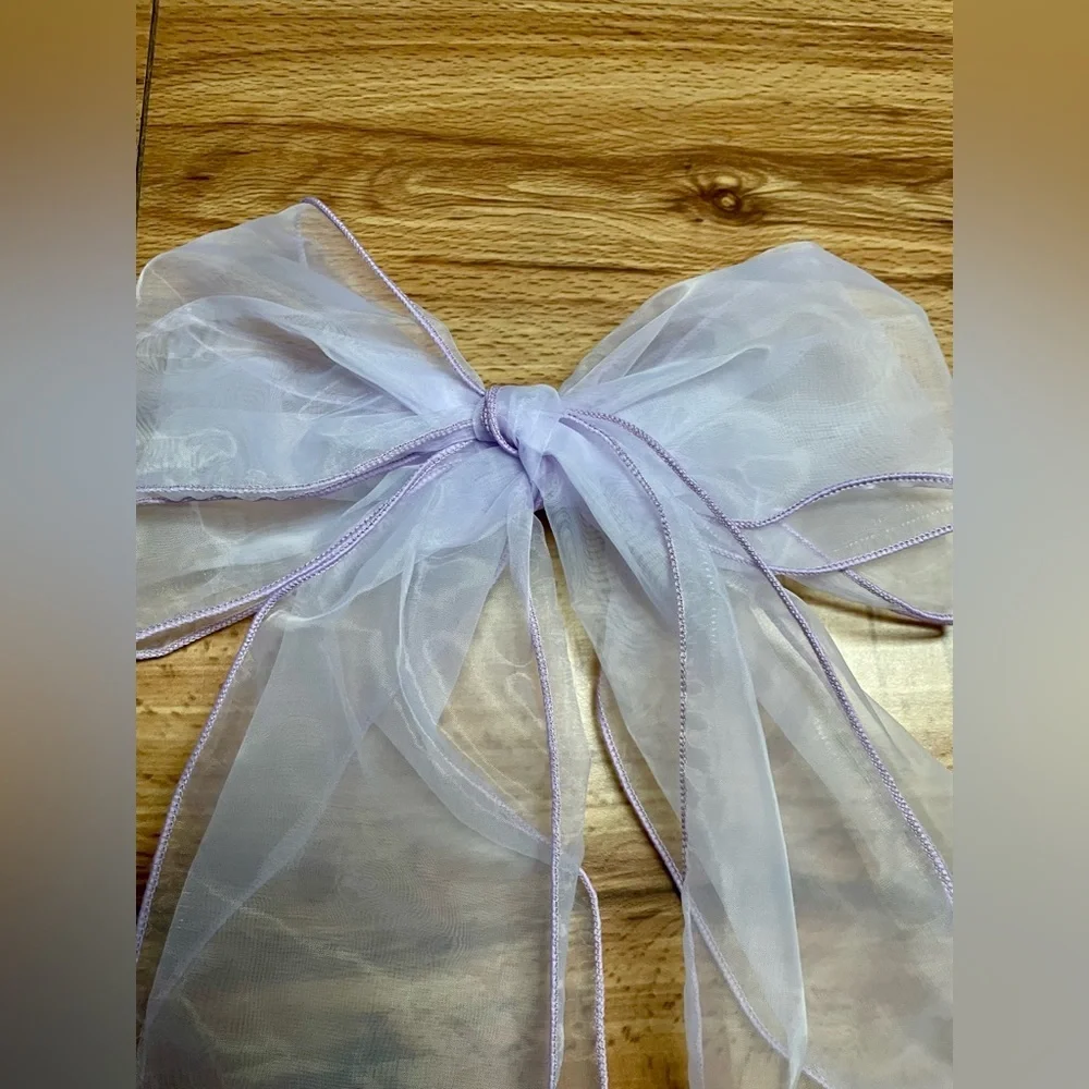 Oversized Purple Tule Bow French Barrette Hair Clip